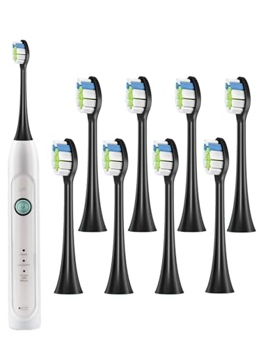 8 Pack Replacement Toothbrush Heads for Philips Sonicare 2100,WUNIAK Soft Bristles Electric Refills, Deep Cleaning Snap-On Compatible, Black