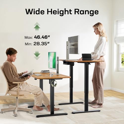 Image of Marsail Electric Standing Desk with One-Piece Desktop,48 x 30 inch Height Adjustable Office Gaming Computer Desk with Deeper Tabletop,Home Office Stand up Desk with 4 Memory Presets, Desk for Bedroom