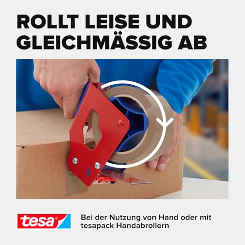 tesa tesapack Ultra Strong - PVC-Klebebänder für festes Verpacken und sicheres Bündeln - Braun - 66 m x 50 mm