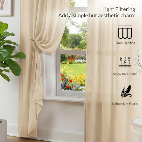 Image of HOMEMONDE Sheer Curtains for Living Room, Bed Room - Transparent Curtain Home Decor