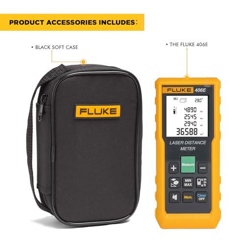 Image of Fluke 406E 60mtr Digital Laser Distance Meter Tape with Free Carry Case Large LCD Display IP54 Dust & Water Resistant Distance Area and Volume Measurement (1 Year Warranty)