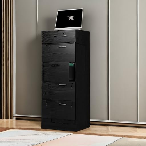 YITAHOME 4-Drawer Vertical Filing Cabinet in a home office setting, with a laptop placed on top.