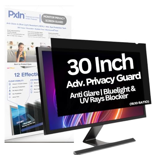 Image of Pxin Smart Eye 30 Inch (16:10) Monitor Privacy Screen Filter - NO Eye Strain | Anti-Blue Light + Anti-Glare | Privacy Screen Protector