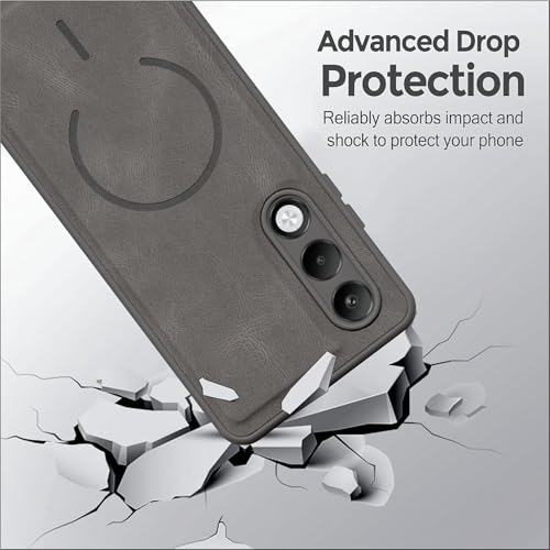 Image of SBMS Back Cover for Oppo K13x 5G / A5 5G | Ultra Slim Soft Rubberised Hard Case | Oil Feel Soft Leather Back | Mag-Safe Design (Mag-Safe Not Support) | Camera Protection Case for Oppo K13x (Gray)
