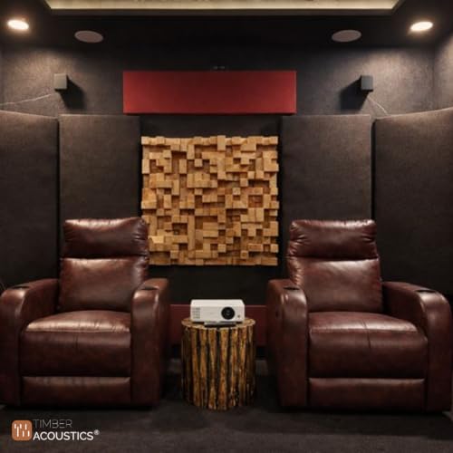Image of Timber Acoustics Skyline Sound Diffuse r Panel | Pine Wood | Acoustic Sound Diffusion Panel | Noise Reduction & Room Treatment (Black)