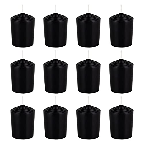 Bougies votives noires non parfumees anti allergie longue combustion 15 heures lot de 12