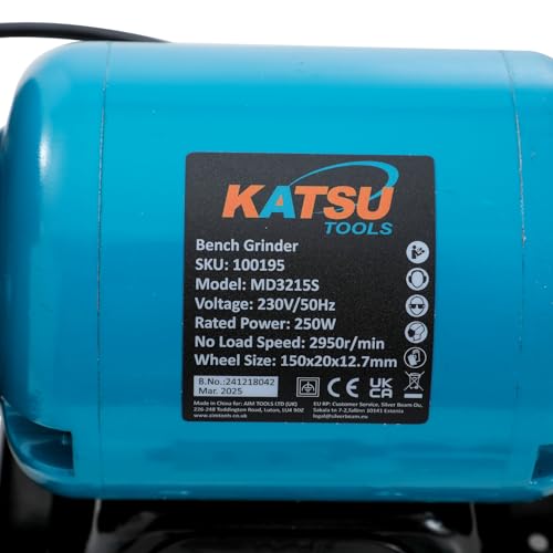 KATSU Tools Bench Grinder 250W 150mm 6 Inch Coarse and Fine Grinding Wheel Sander Polisher for Grinding, Polishing and Sharpening 100195 - Image 6