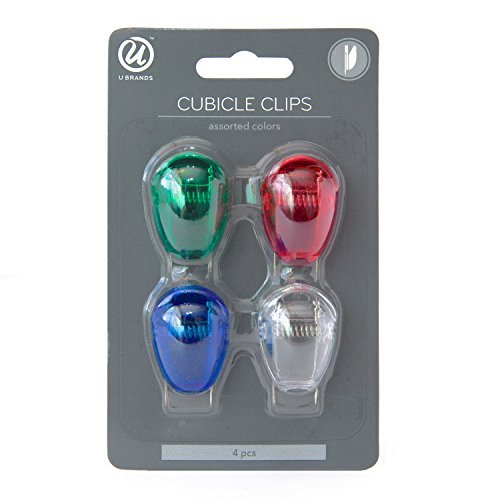 U Marcas del cubículo Clips para paredes de tela, tamaño estándar, varios colores, 6 paquetes
