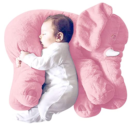Image of Little Innocents Big Size Fibre Filled Stuffed Animal Elephant Baby Pillow with Ball Soft Toy for Baby Kids boy Girl Birthday Gift (Pink) - 1Year Above