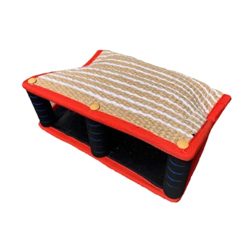 Fenteer Almohada para Morder de Perro, Cuña para Morder, Funda de Entrenamiento Entretenida, Funda de Yute para Morder de Perro, para Bulldogs, Pastores Alema, Rojo