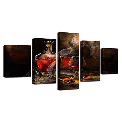 Toile vin rouge et cigarettes 5 pièces pour sublimer un mur blanc