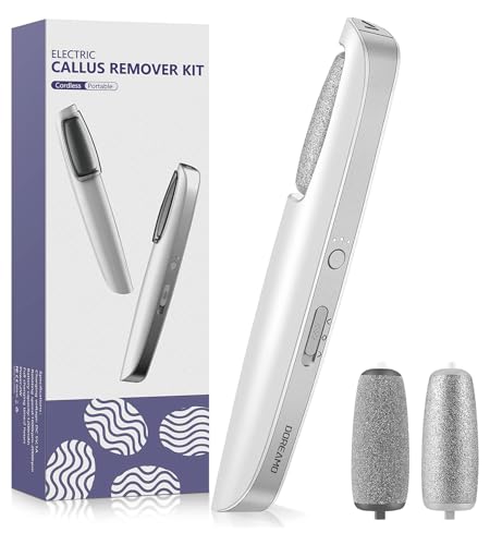 DOREAMO Electric Foot File for Hard Skin and Callus Remover - Pedicure Sets for Feet with Rreplacement Rollers - Foot Scraper Dry Dead Skin Remover Includes Smooth Roller and Cracked Heel Roller