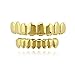 Złote zęby Hip Hop Rapper Bling Zęby Golden Nugget Grillz Top i Bottom Grill Set Grillz Zestaw Zestaw Glossy Teeth Grills od góry do dekoracji Halloween