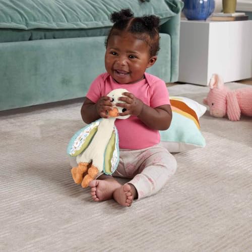 Fisher-Price Schmusegans - Weiche Plüschgans zum Kuscheln und ideal für Unterwegs, waschbar, fördert Tast- und Hörsinn, Feinmotorik und sensorische Fähigkeiten, für Neugeborene, HRB16