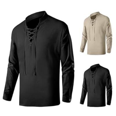 BSBUY Camisa Medieval Hombre, Disfraz Pirata de Manga Larga para Hombre de Halloween, Medieval Shirt Casual Estilo Punk Manga Larga, Vikingo Steampunk Retro Renacimiento Medieval Gótico Victoriano,2XL | Ya disponible en tu tienda friki favorita! En mundofriki.es!