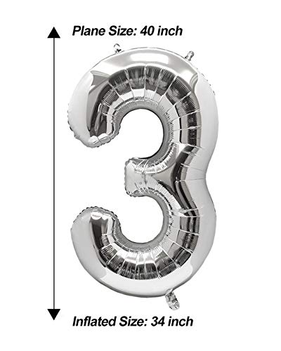 Aule 40 Inch Large 23 Balloon Numbers Silver, Big Foil Number Balloons, Giant Helium Happy 23Th Birthday Party Decorations For Man And Women, Huge Mylar Anniversary Party Supplies #TOP5
