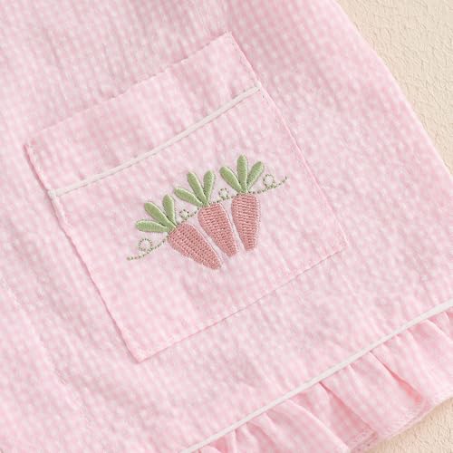 Multitrust Kids Baby Girl Easter Day Pajamas Set Plaid Bunny Carrot Button Down Shirts Ruffled Shorts Girls 2PCS Pj Set4