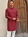 Runcati Mens Kaftan Thobe Robe Long Sleeve Cotton Henley Shirt Casual Muslim Gown Salwar Kurta Burgundy