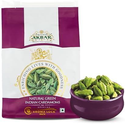 Emperor Akbar Alleppey Whole Green Cardamom 8mm | 100g | Long-Lasting Aroma | GI Tagged | Premium Export Quality Elaichi | Antioxidant-Rich Spice for Tea, Biryani | Kerala Cardamom | Pack of 1