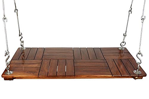 2 Seater Teak Wood Slats Hanging Swing Set Indoor Outdoor Jhula with Accessories Jhula Set for Home Garden Or Balcony with Human Weight Capacity of 200 kg i (Light Walnut)