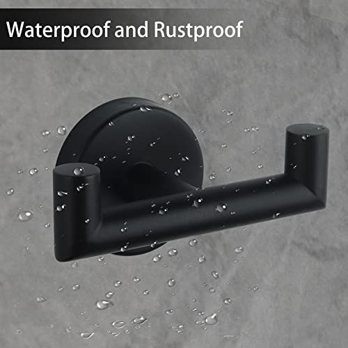 3 Pack Double Towel Hooks For Bathroom Matte Black Wall Mount Robe Hook Double Towel Hook Towel Holder For Kitchen Bathroom Hallway Toilet Pool For Hanging Towels, Robe, Coat, Clothes,Bags, Sponges #TOP4
