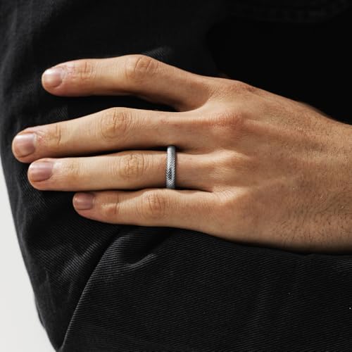 Silver Snake Skin Mens Wedding Band, Unique Design 925 Sterling Silver Rings For Men, Promise Ring For Him, Unusual Design Stacking, Mens Jewelry, Engagement & Fashion Boyfriend Gifts4