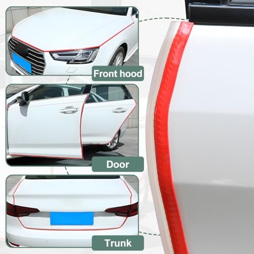 Image of Osilly Car Door Protector Edge Guards, 33Ft Anti Collision U Shaped Automobile Door Seal Protector, No Glue Vehicle Exterior Edge Trim Protective Strip Accessories, Universal Fit (Red)