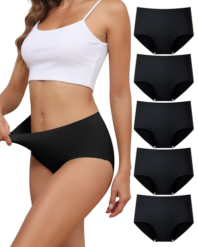 Culottes Femme sans Couture Taille Haute sous-Vêtements Slips Lot de 5 Dim Culottes Invisible Hipster Confort Bikini S-XL