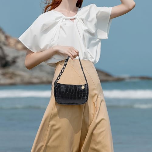 Clutch Tote Handbags, PU Leather Small Shoulder Bag Small Handbags for Women and Girls, Cute Mini Shoulder Bag (black)4