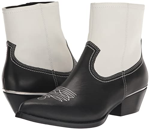 Dkny Women's Lukas-Cowboy Booties Combat Boot, Black/White, 9 #TOP6
