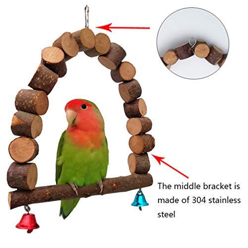 ZHER-LU Papegaai Speelgoed ladder Hangmat Swing voor Papegaai Macaw Afrikaanse Grijze Budgie Cockatoo Bell Chew Toys… - Afbeelding 3