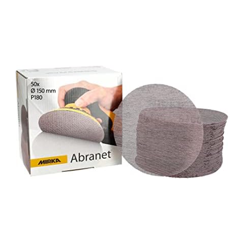 Mirka Abrasives 5424105018 150 mm 180 Grit Abranet Abrasive Discs - Cream (50-Piece) Cover