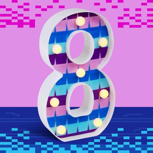 LED Number Lights Cartoon Themed Birthday Decorations LED Light Up Number Centerpieces Table Decoration for Party Supplies Backdrop Wall Decor for Birthday Party Decorations (Number 8)