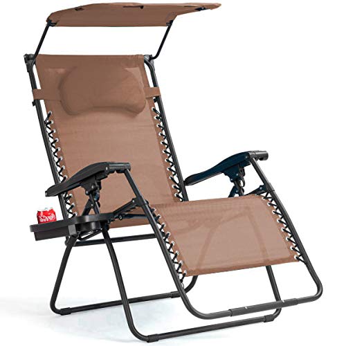 Goplus Folding Zero Gravity Lounge Chair Wide Recliner for Outdoor Beach Patio Pool