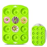 12 hole Silicone Donut Pan, Bite Size Silicone Donut Molds for baking, Mini Donut Mold Heat Resistant, Mini Donut Pan for baking Donuts, Muffin, Cake Biscuit Bagels, Non-stick Bottom, Dishwasher Safe