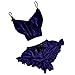 TWIOIOVE Damen Strapsen Dessous Sexy Set Reizwäsche Nachtwäsche Satin Zweiteilig Große Größen Lingerie Pyjama Weich Hautfreundlich Babydoll Negligé Strapse Set