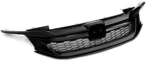 New Honeycomb Mesh Front Bumper Upper Grille Grill Compatible For Honda Accord Sedan 4-Door 2016-2017 Black
