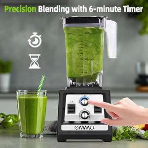 OMMO Kitchen Countertop Blender 1800W, Smoothies & Ice Crush, Black — photo 4 of 6