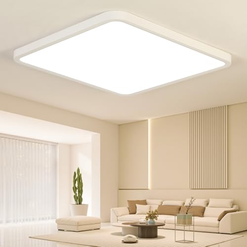 Senza sfarfallio e protezione degli occhi: questa plafoniera soffitto è priva di sfarfallio e presenta un alto indice di resa cromatica (CRI ≥80Ra), garantendo una rappresentazione accurata dei colori e riducendo l'affaticamento degli occhi. Questo lo rende ideale per ambienti in cui la chiarezza visiva è importante, come soggiorni, camere da letto e uffici