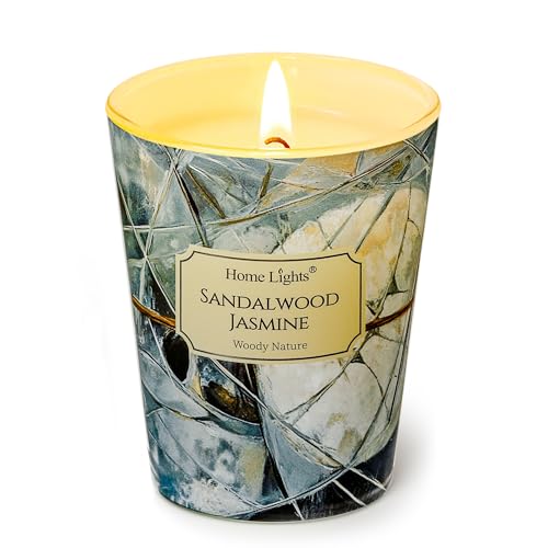 HomeLights Velas de cera de soja perfumadas para el hogar, de una mecha, con aroma a sándalo y jazmín Velas de aromaterapia de estilo industrial chic, ideal para fiestas, relajantes, 6.7oz