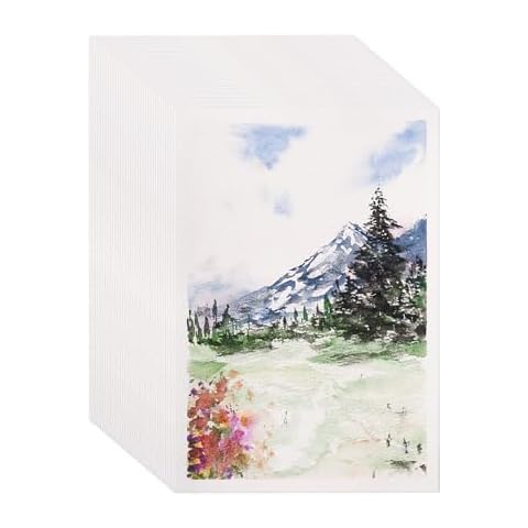tumuarta Watercolor Paper Bulk, 140 LB, 300 GSM, Cold Press, 50 Sheets, 5x7, Acid Free, Mixed Media Paper for Watercolors, Acrylic, Oil Pastel, Crayons and More Wet & Dry Media Cover