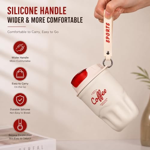 Image of Coffee Vacuum Flask, Portable Coffee Cup with Lid & Handle, Stainless Steel Water Bottle for Home, Office, and Outdoor Use, Insulated Travel Drinkware, Travel Coffee Mugs (1PC-A)
