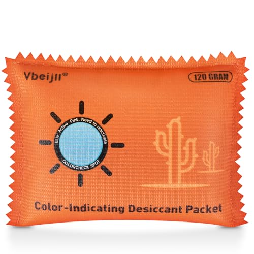 Image of 120 Gram Color-Indicating Desiccant Packs for Storage, Rechargeable Silica Gel Packets, Moisture Absorbers for Gun Safe, 3D Filaments, Cars, Safe, Electronics, Toolboxes (1, 120 Gram)