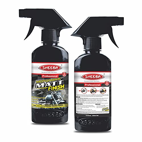 SHEEBA Motorbike Matt Finish 250ml- Bike Polish for Matte Surfaces Cleans maintains Protect Restore Enhance deep Rich Finish Streak Free, Non Greasy removes Stains dust Dirt, Smear Marks, Multicolour