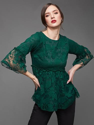 Image of Miss Chase Women's Relaxed Fit Regular Lace Top