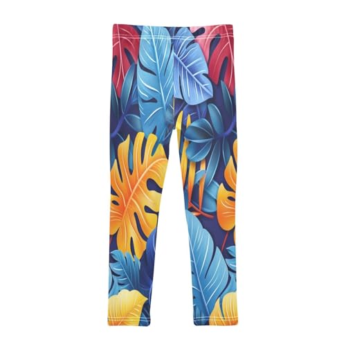 Bolaz Toddler Girls Leggings Printed Yoga Pants Leggings Pink Yellow Leave for Kids2