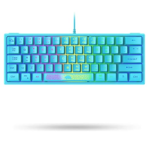 Mini UK Layout Wired Keyboard 62 Key Compact Gaming 7 Chroma RGB Bakgrundsbelyst Tangentbord Laser Carving Mekanisk Känsla Ergonomisk Anti-Ghosting Media Key Kompatibel PC/Laptop/Mac/PS4/XBOX - Blå