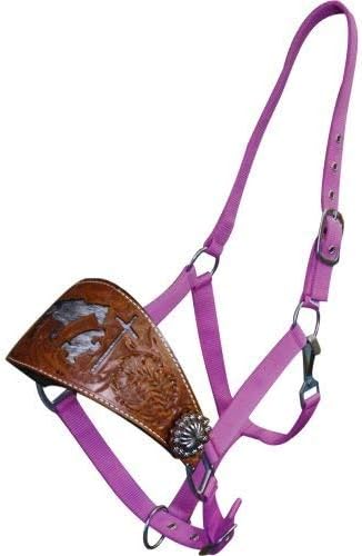 Showman Bronc Halter w/Tooled Leather & Cowhide Praying Cowboy