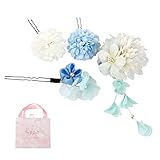 成人式髪飾り 4点セット お花 ヘアアクセサリー 髪留め Uピン 成人式 結婚式 七五三 卒業式 夏祭り 花火大会 花見 お正月 披露宴 パーティー 髪飾り ヘッドドレス 浴衣 和風 和装 着物 レディース