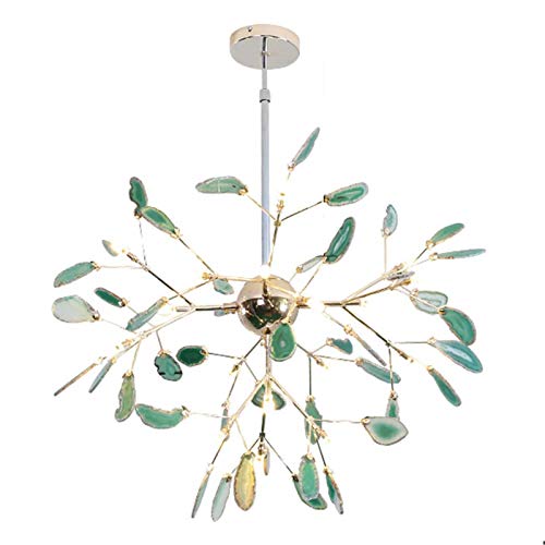 Suspension Sputnik LED 20 lumières en agate dorée rose avec hauteur réglable